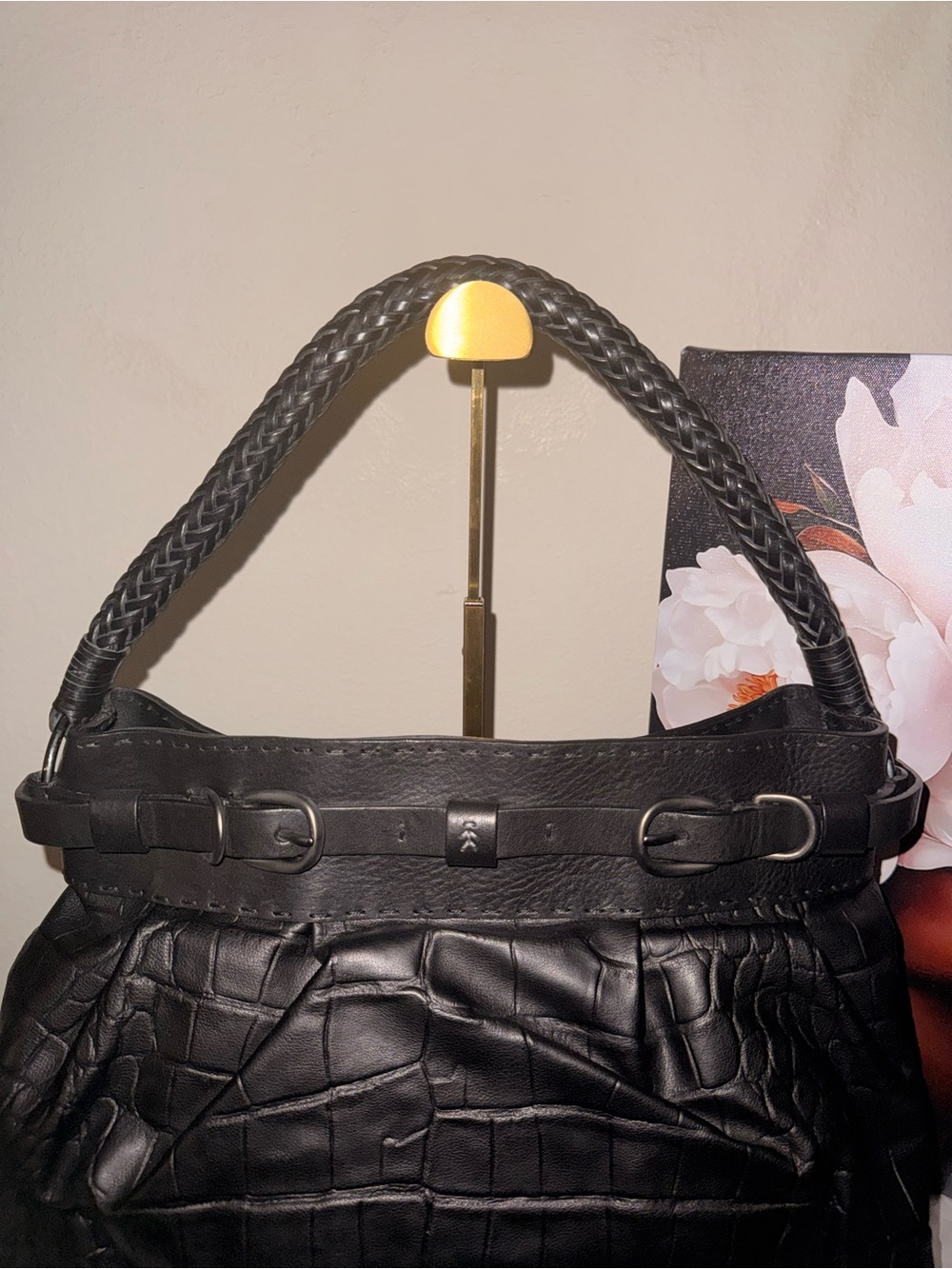 NWT - Henry Beguelin Croc-Embossed Artisan Shoulder Bag - Picture 4 of 12